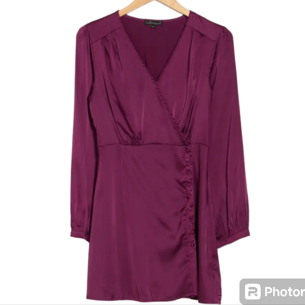 Wishlist Satin Long Sleeve Mini Dress